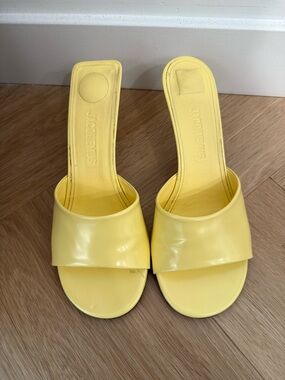 Jacquemus Les Mules Cubisto Leather Sandals in Light Yellow (Butter)